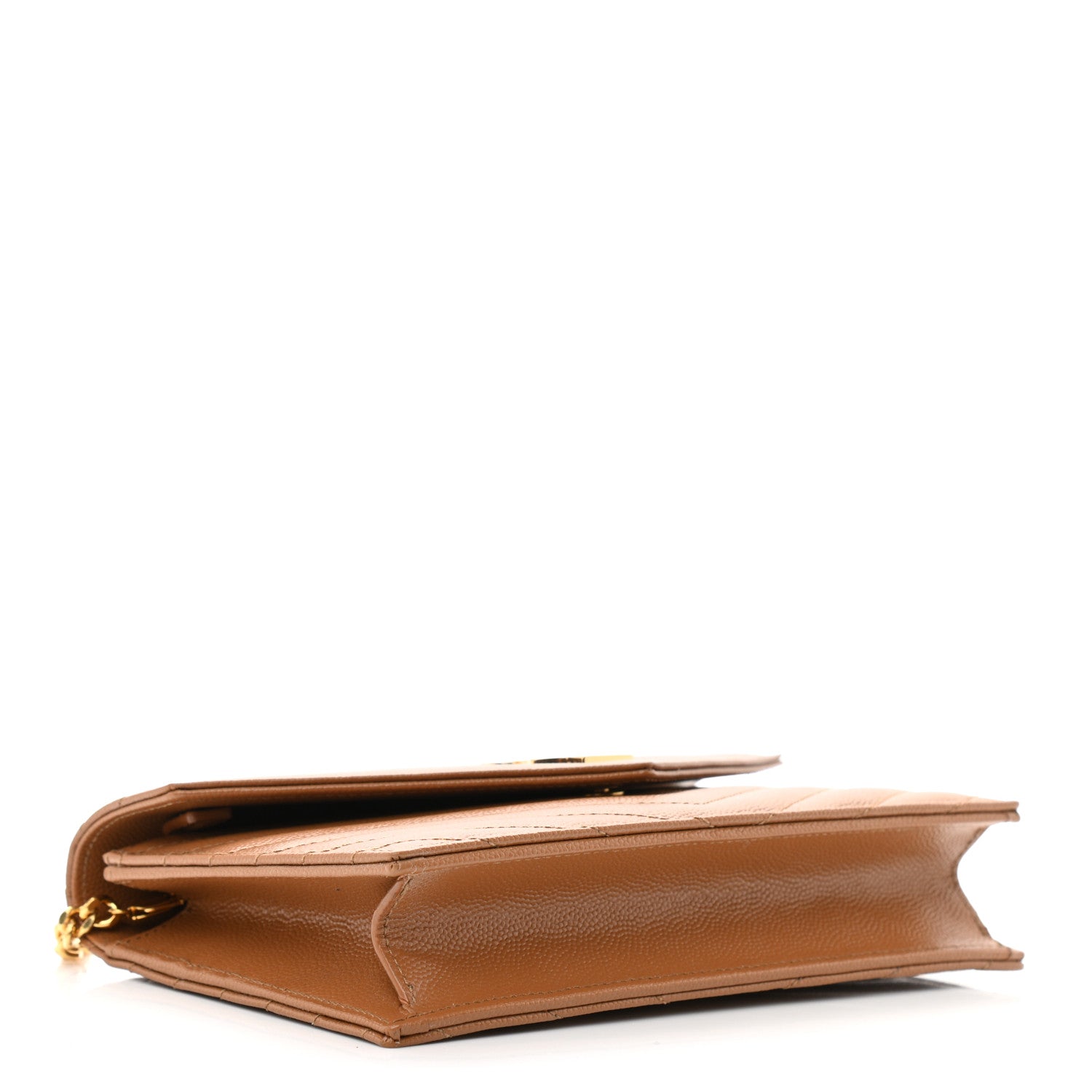 Saint Laurent Grain De Poudre Matelasse Chevron Monogram Envelope Chain Wallet Natural Dark 4 of 10