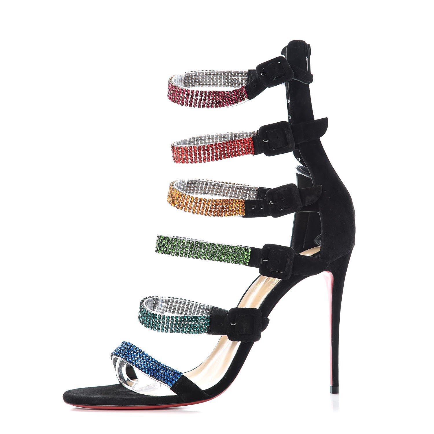 Christian Louboutin Veau Velours Raynibo Cage 110 Strappy Sandals 40 Black 1 of 7