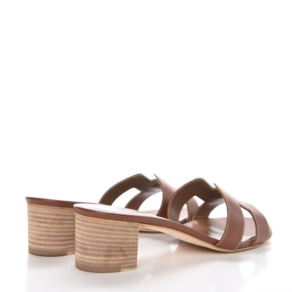 Hermes Calfskin Oasis Sandals 37.5 Gold 4 of 7