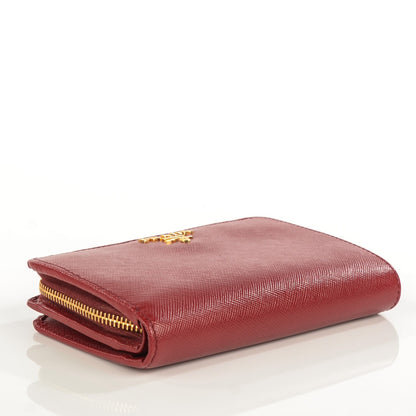 Prada Saffiano Metal Compact Wallet Rubino 6 of 10