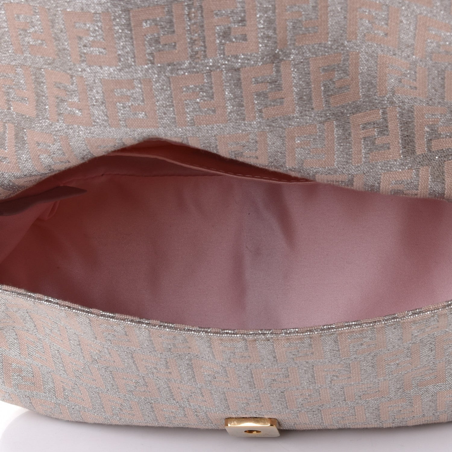 Fendi Metallic Jacquard Zucchino Suede Mini Mama Baguette Cipria Argento Grigio 4 of 4