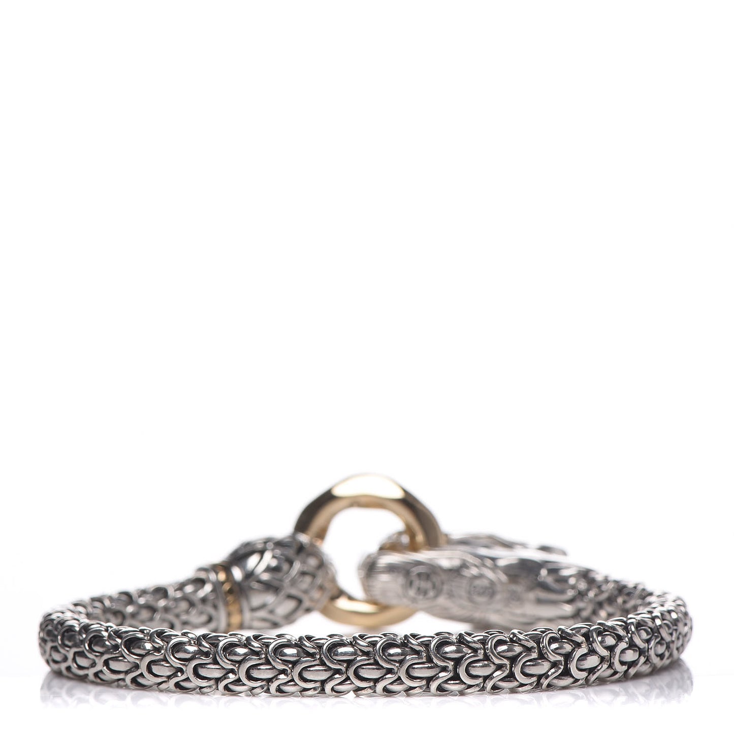 Sterling Silver 18K Yellow Gold 6mm Naga Dragon Bracelet