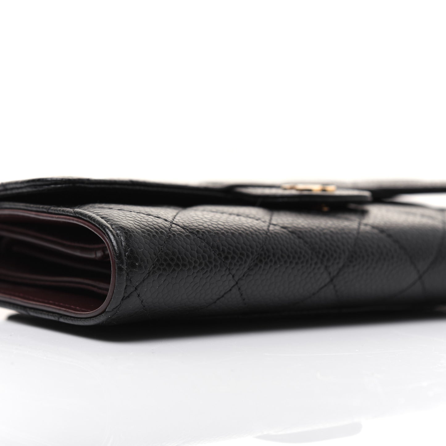 Caviar Quilted Large Flap Wallet Black
