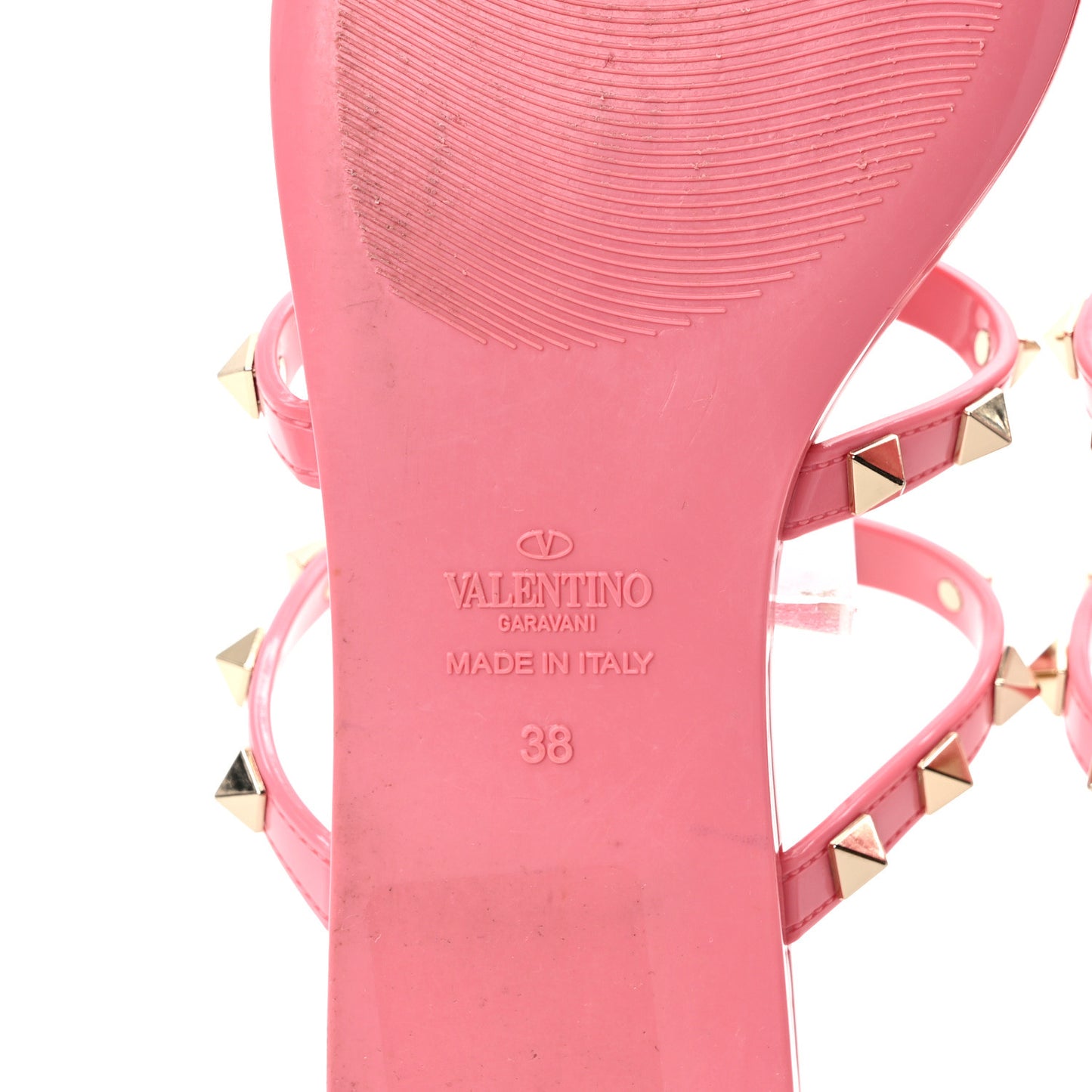 PVC Jelly Rockstud Caged Flat Thong Sandals 38 Dawn Pink
