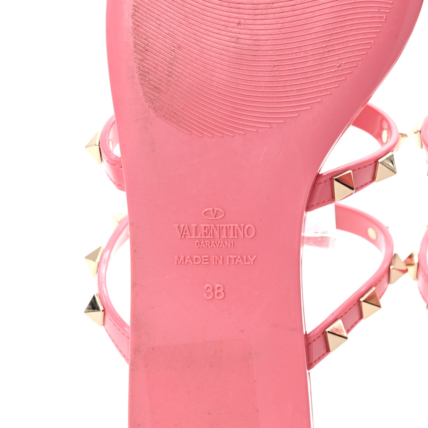Valentino Garavani PVC Jelly Rockstud Caged Flat Thong Sandals 38 Dawn Pink 6 of 7