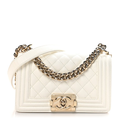 Chanel Caviar Quilted Small Boy Flap White 1 of 11