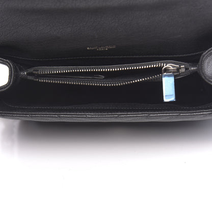Saint Laurent Sheepskin Matelasse Chevron Monogram Medium College Bag Black 5 of 9