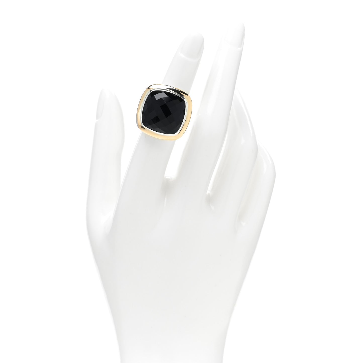 Sterling Silver 18K Yellow Gold Black Onyx 18mm Albion Statement Ring 49 5