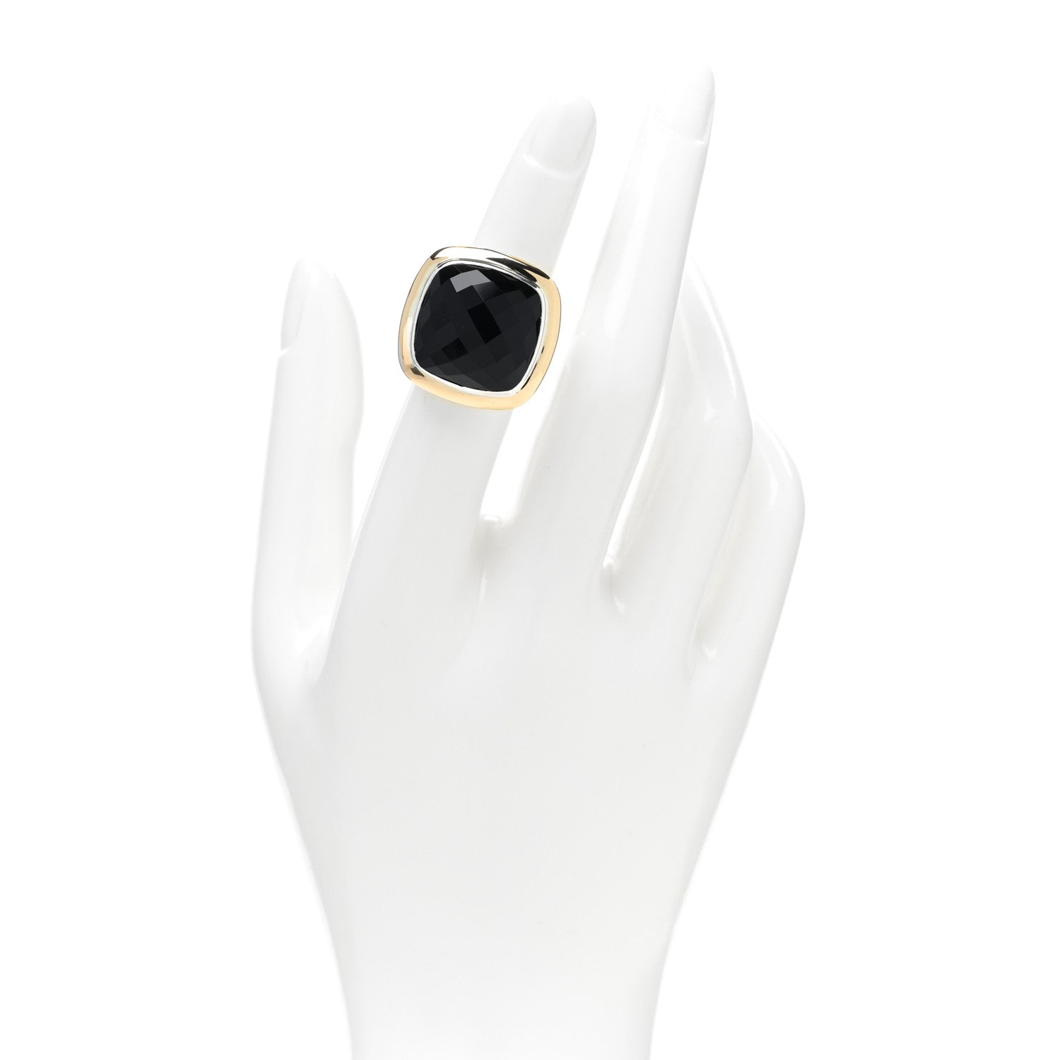 David Yurman Sterling Silver 18K Yellow Gold Black Onyx 18mm Albion Statement Ring 49 5 2 of 5