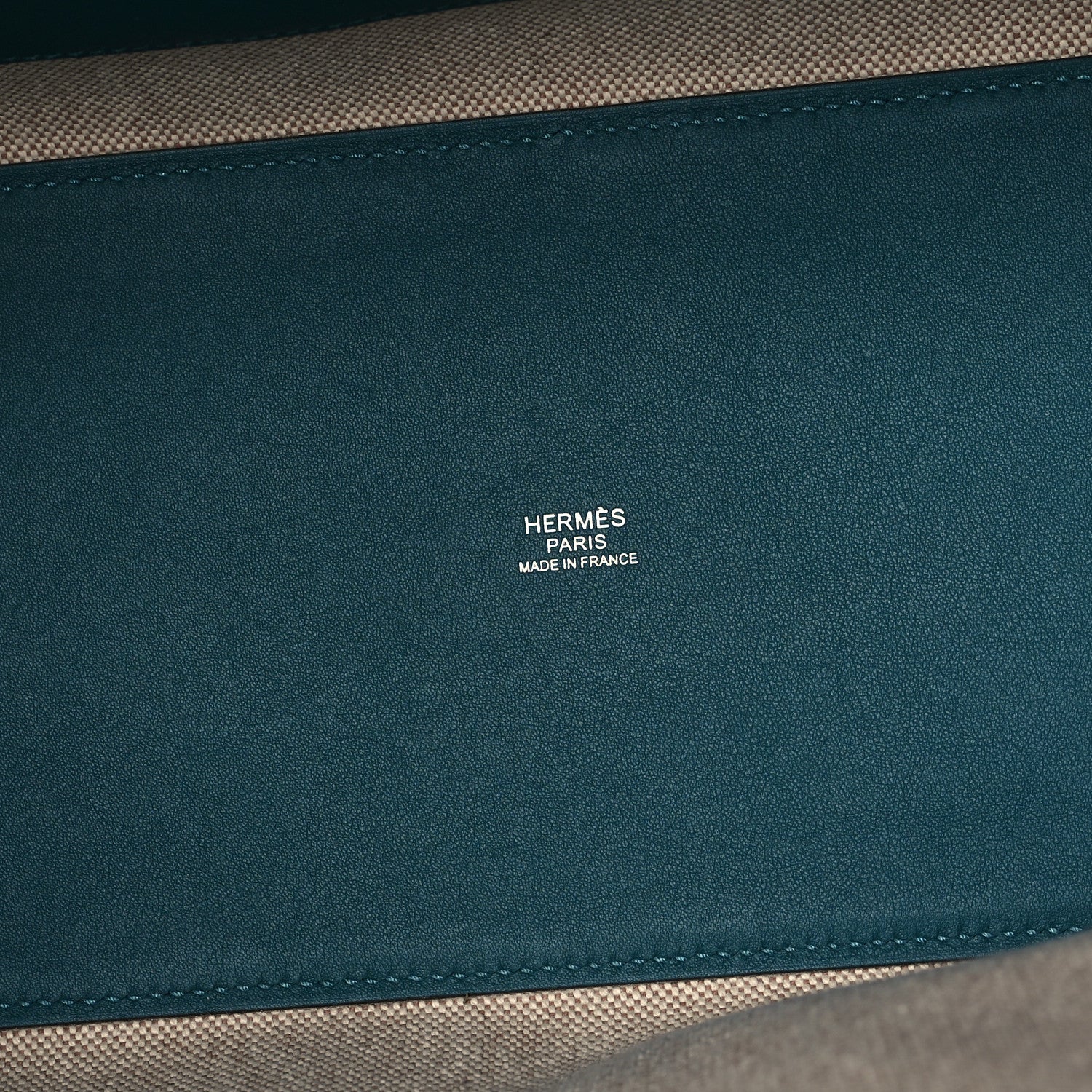 Hermes Swift Toile H Tufted Cabas H En Biais 40 Ecru Bleu Vert Bosphore 6 of 9