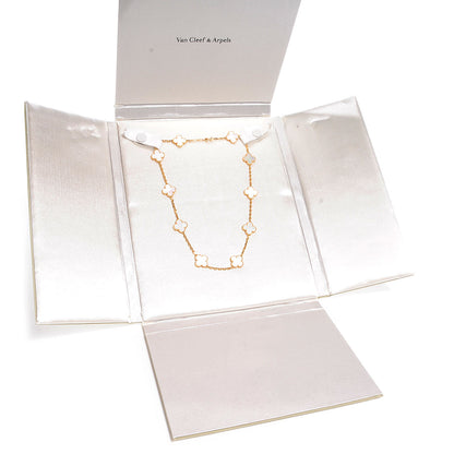 Van Cleef & Arpels 18K Yellow Gold Mother of Pearl 10 Motifs Vintage Alhambra Necklace 5 of 7