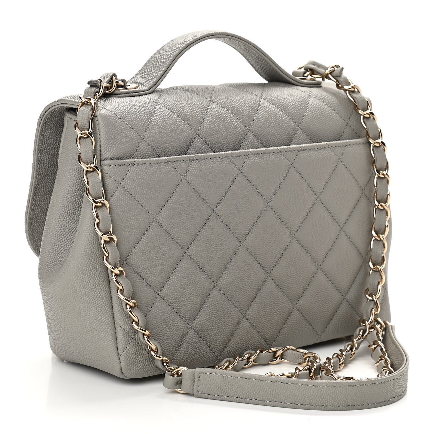 Caviar Quilted Medium Business Affinity Flap Grey