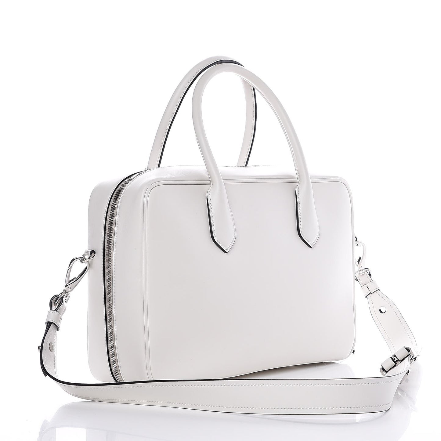 City Calfskin Racing Logo Bowler White Black