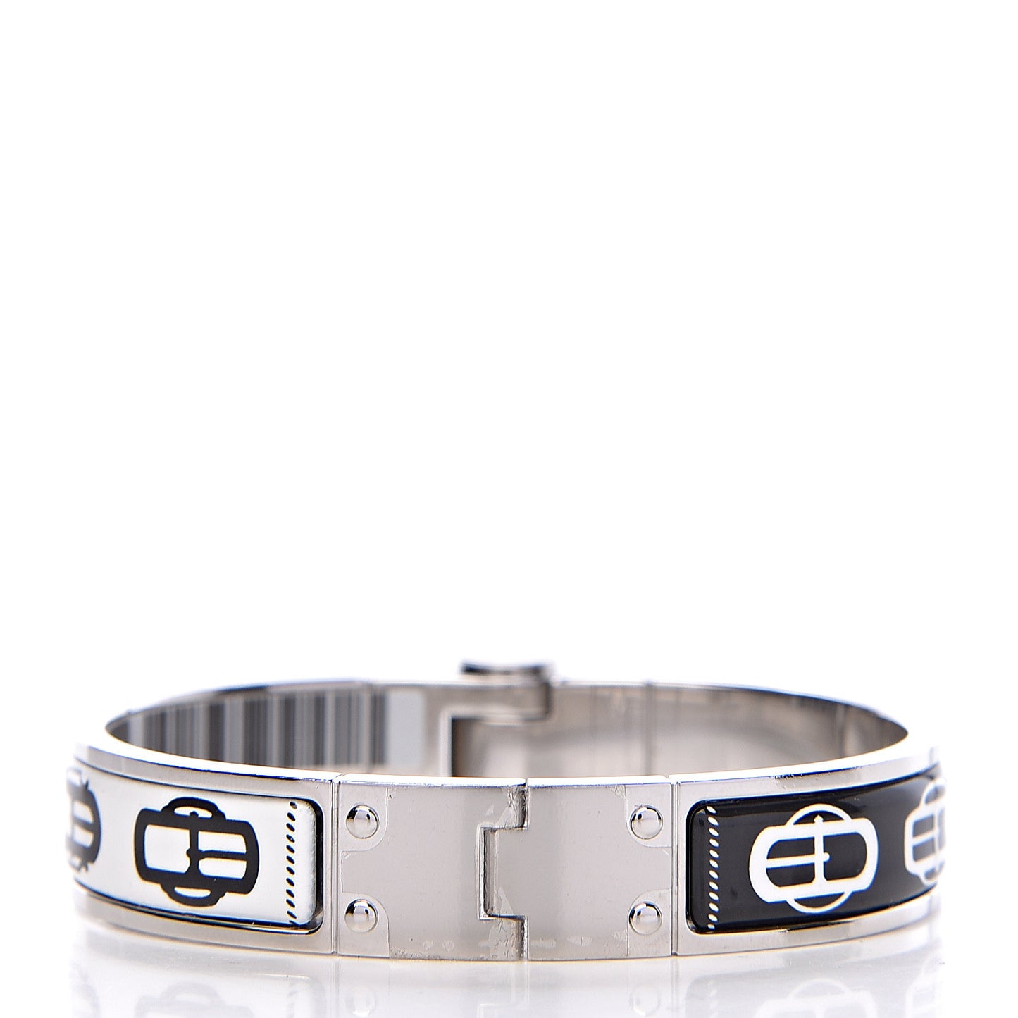 Enamel Printed Narrow Charniere Boucleries Modernes Hinged Bracelet S Positif Negatif