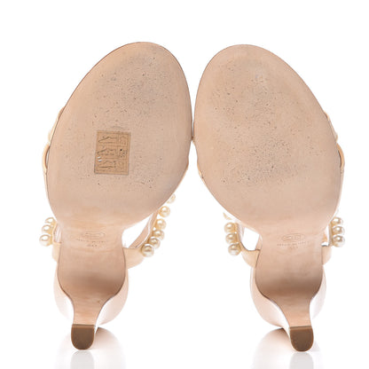 Chanel Lambskin Pearl Sandals 40 Beige Clair 5 of 11