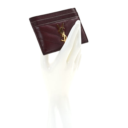 Saint Laurent Grain De Poudre Matelasse Chevron Cassandre Credit Card Case Bordeaux 2 of 10