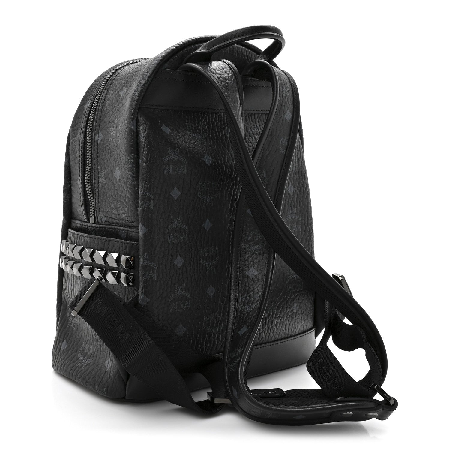 MCM Visetos Medium Side Studs Stark Backpack Black 3 of 9