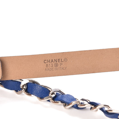 Chanel Lambskin CC Chain Belt 85 34 Blue Silver 4 of 7