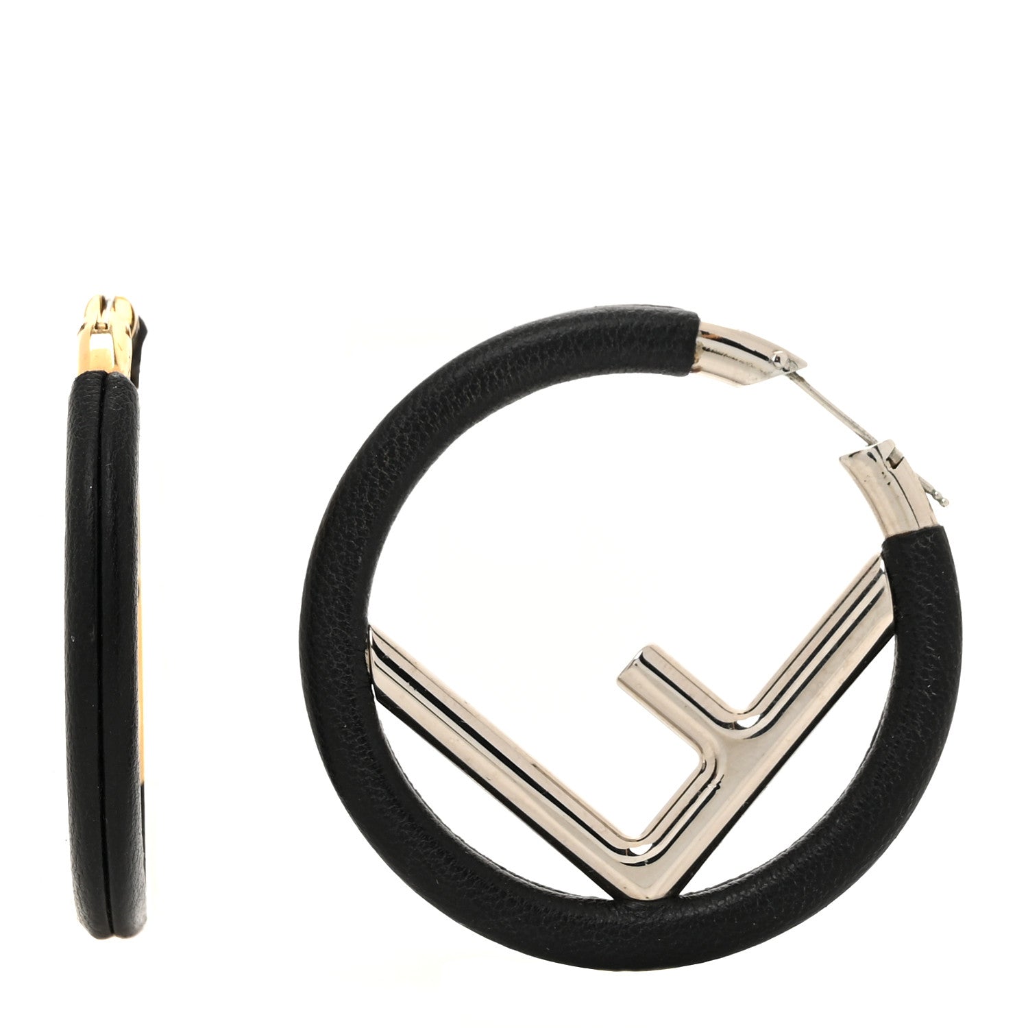 Fendi Nappa F is Fendi Hoop Earrings Black 1 of 8