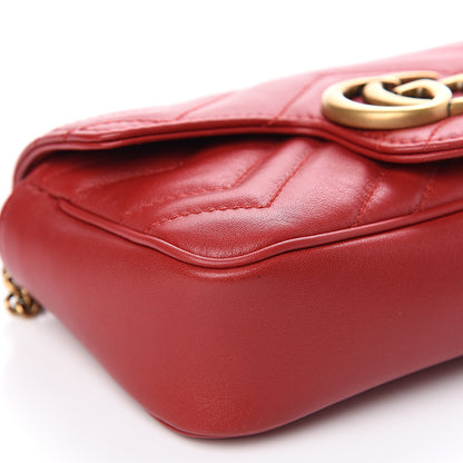 Gucci Calfskin Matelasse Super Mini GG Marmont Shoulder Bag Hibiscus Red 8 of 13