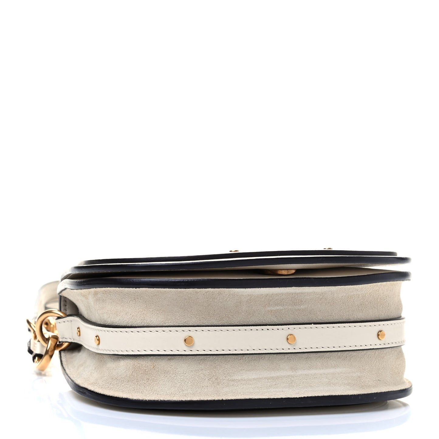 Calfskin Suede Small Nile Bracelet Bag Off White