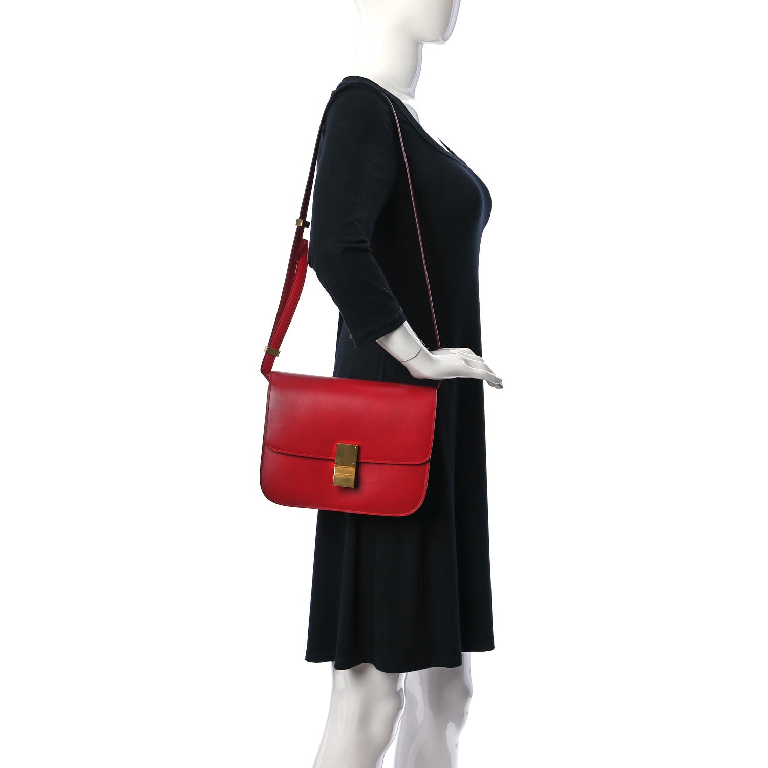 Celine Smooth Calfskin Medium Classic Box Flap Bag Red 2 of 10