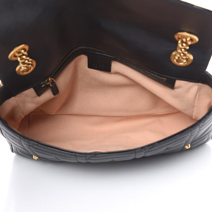 Gucci Calfskin Matelasse Studded Medium GG Marmont Shoulder Bag Black 5 of 12