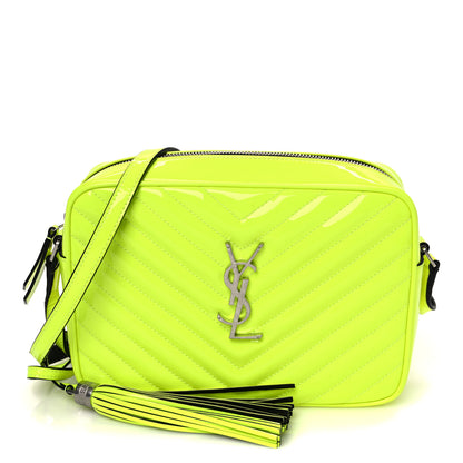Saint Laurent Patent Calfskin Matelasse Monogram Lou Camera Bag Neon Yellow 1 of 12