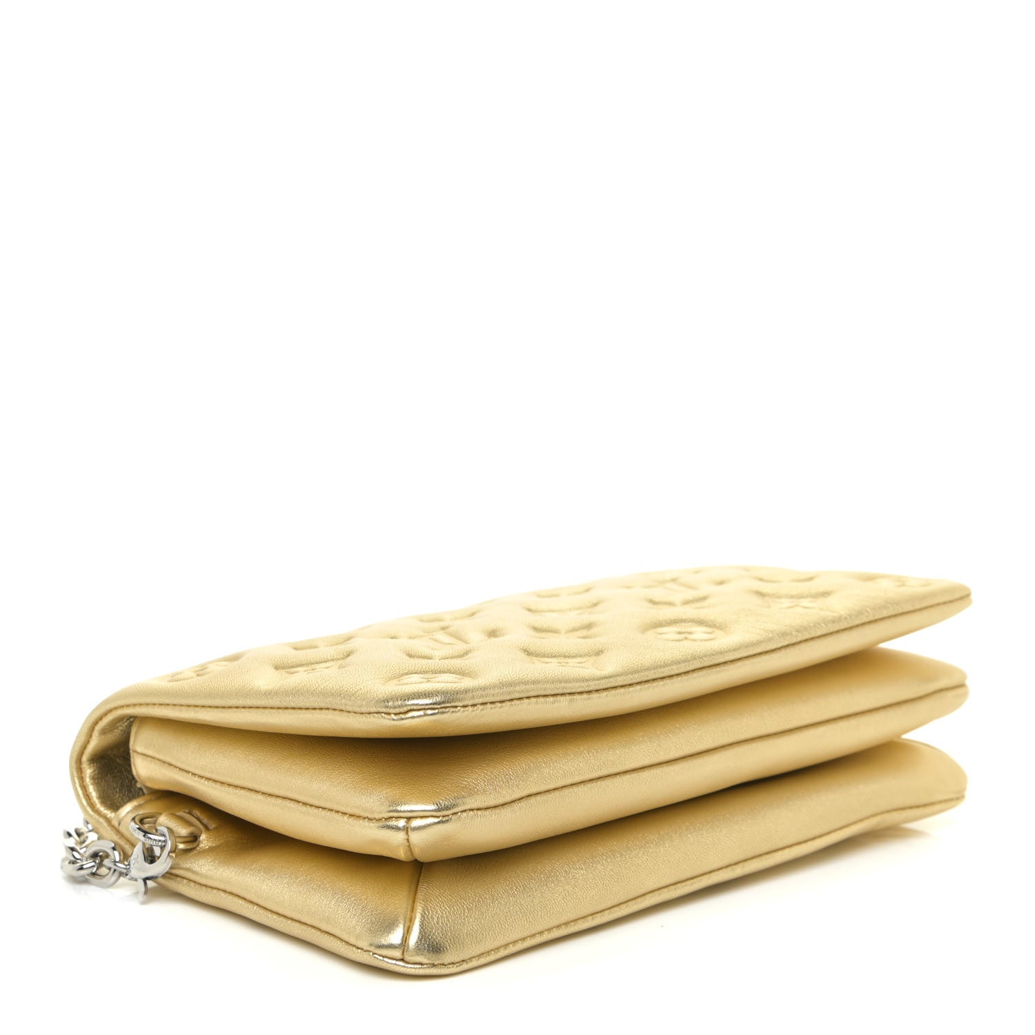 Louis Vuitton Metallic Lambskin Embossed Monogram Pochette Coussin Gold 4 of 10