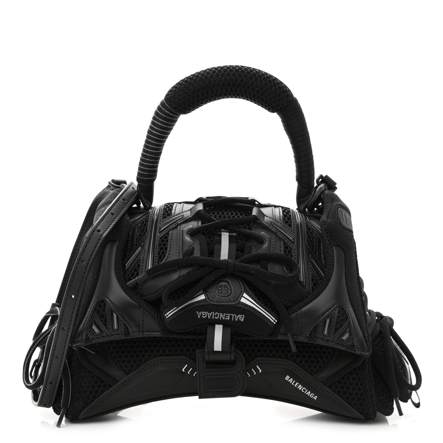 Faux Calfskin Fabric Small Sneakerhead Top Handle Bag Black
