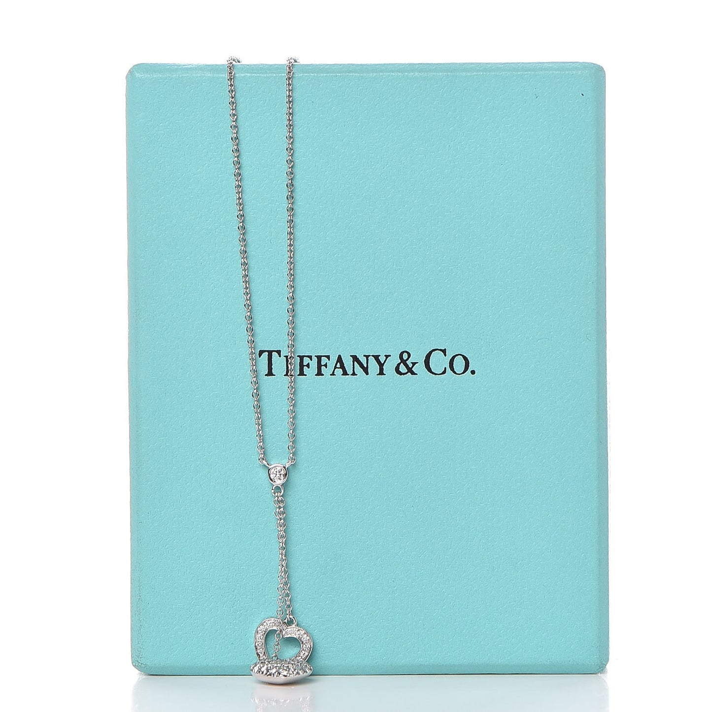 Platinum Diamonds Heart Lariat Necklace
