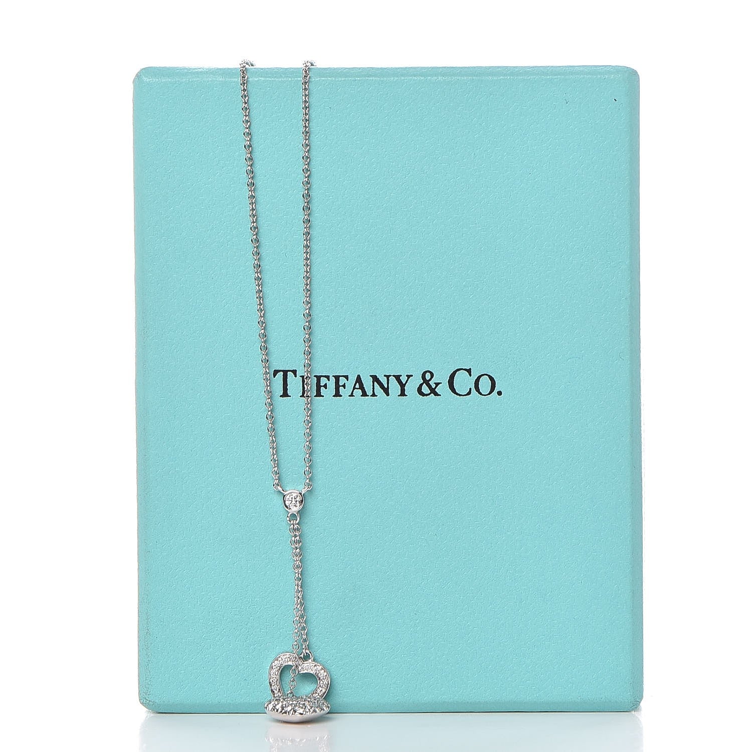 Tiffany Platinum Diamonds Heart Lariat Necklace 7 of 7