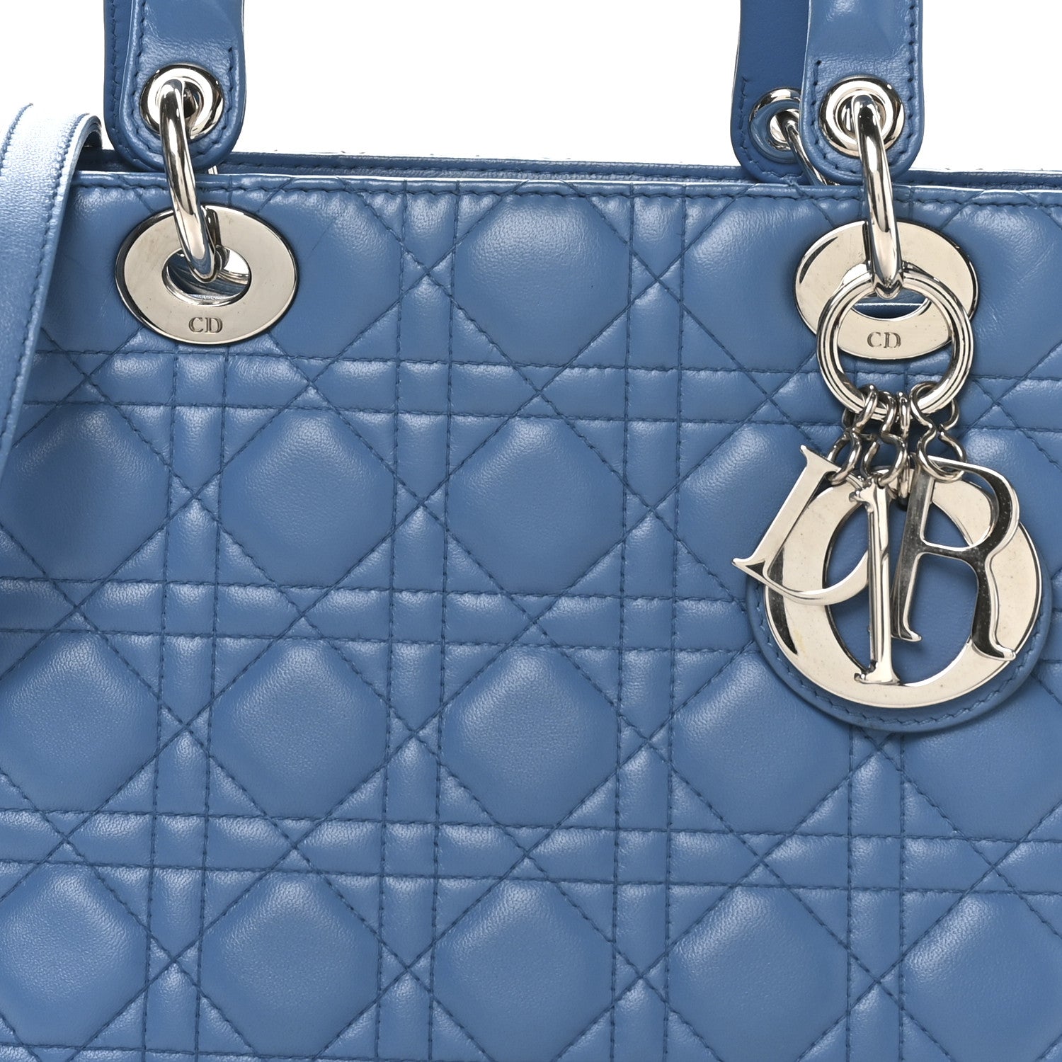 Christian Dior Lambskin Cannage Medium Lady Dior Blue 8 of 10
