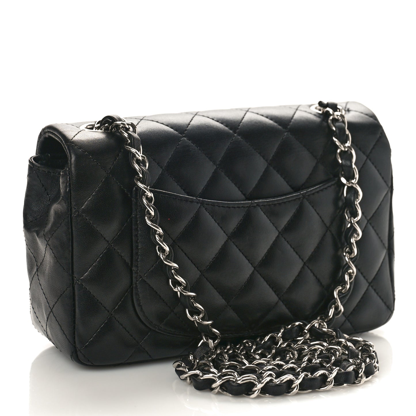 Lambskin Quilted Mini Rectangular Flap Black
