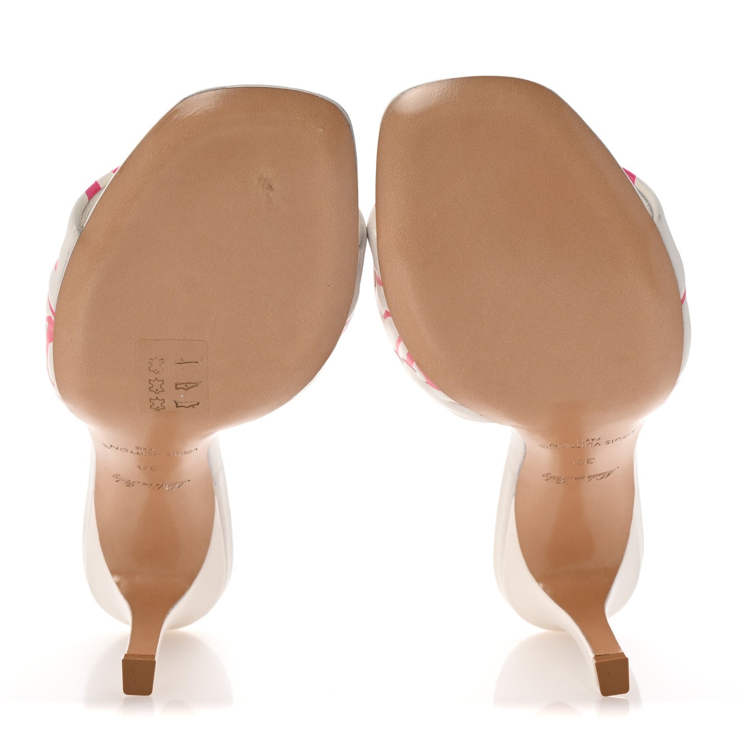 Lambskin Embossed Monogram By The Pool Revival High Heel Mules 39 White Pink