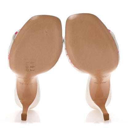 Louis Vuitton Lambskin Embossed Monogram By The Pool Revival High Heel Mules 39 White Pink 6 of 9