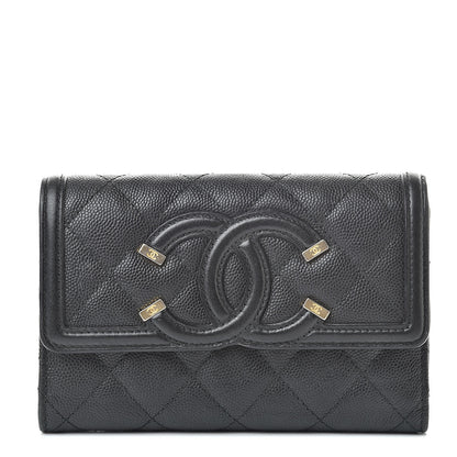 Chanel Caviar Quilted Medium Filigree Flap Wallet Black 1 of 9