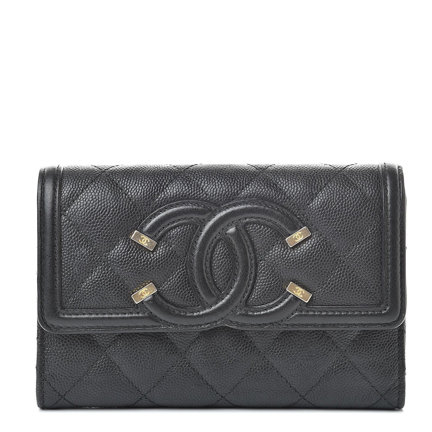 Chanel Caviar Quilted Medium Filigree Flap Wallet Black 1 of 9
