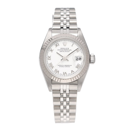 Rolex Stainless Steel 18K White Gold 26mm Oyster Perpetual Datejust Watch White Roman 79174 1 of 5