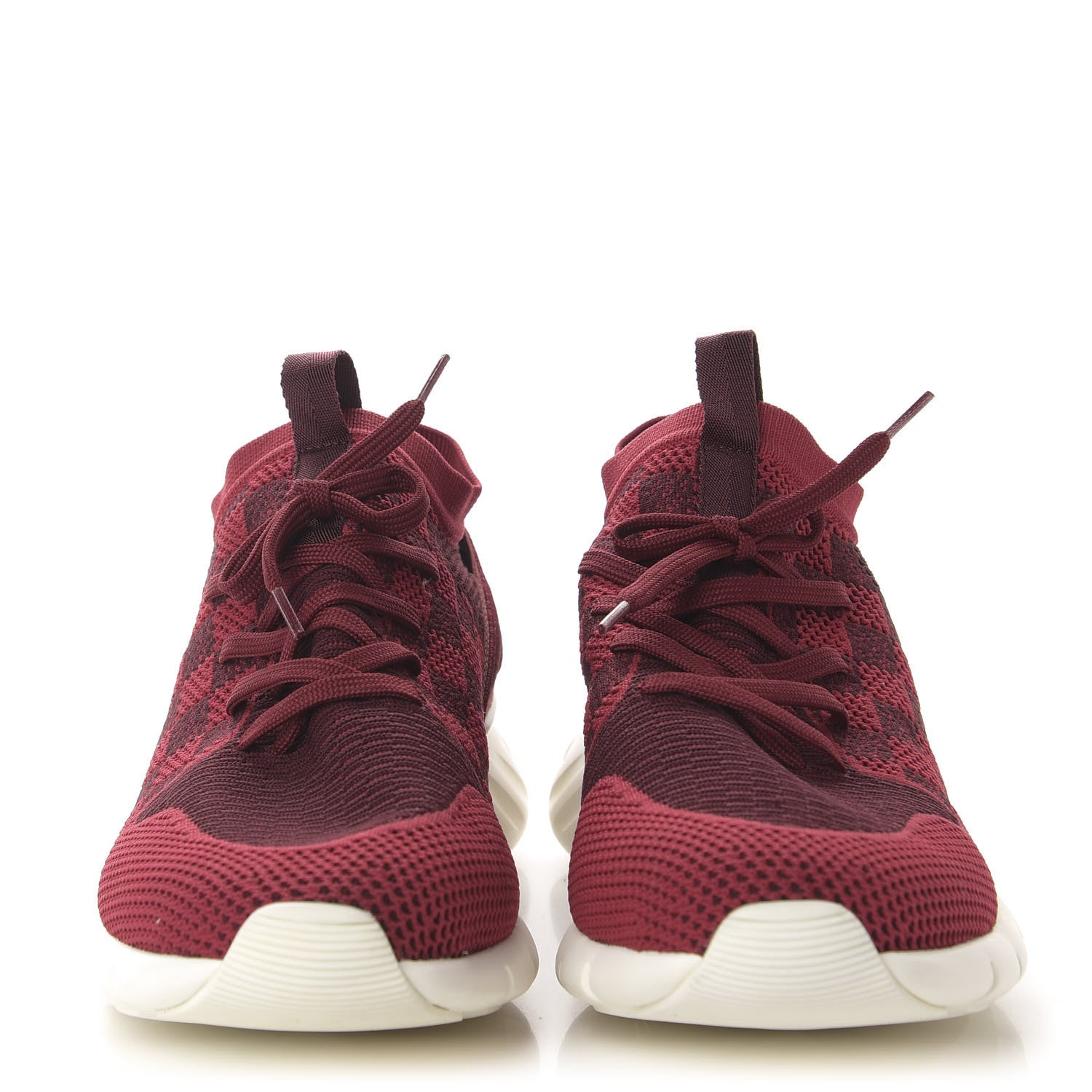 Louis Vuitton Knit Damier Fastlane Sneakers 8.5 Burgundy Red 2 of 8