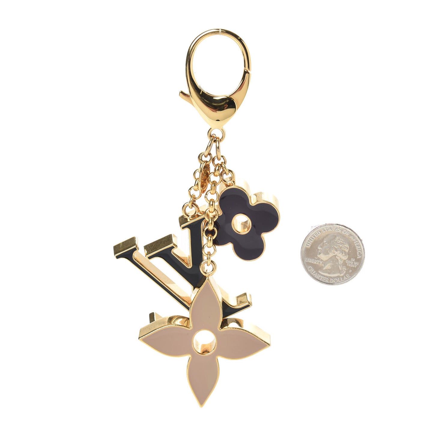 Fleur De Monogram Bag Charm Dore