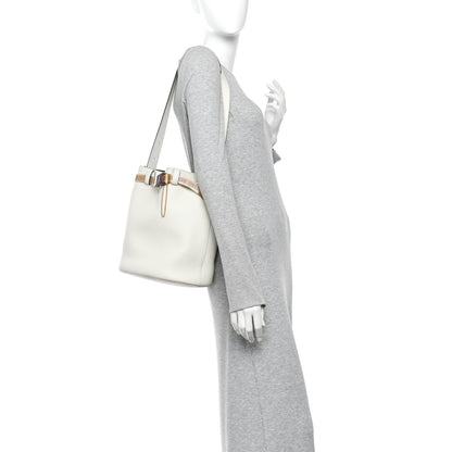 Prada Calfskin Buckle Bag With Jeweled Belt White Black 2 of 10