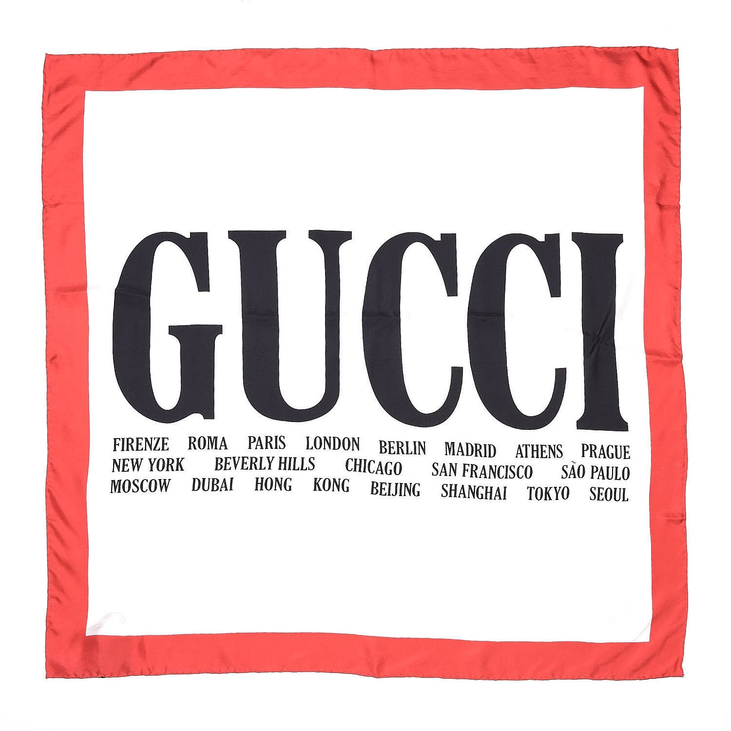 Gucci Silk Gucci World Square Scarf Ivory Red 1 of 4