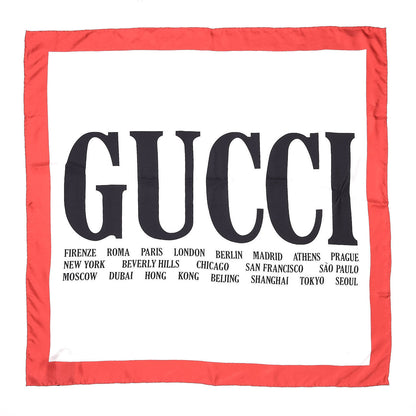 Gucci Silk Gucci World Square Scarf Ivory Red 1 of 4