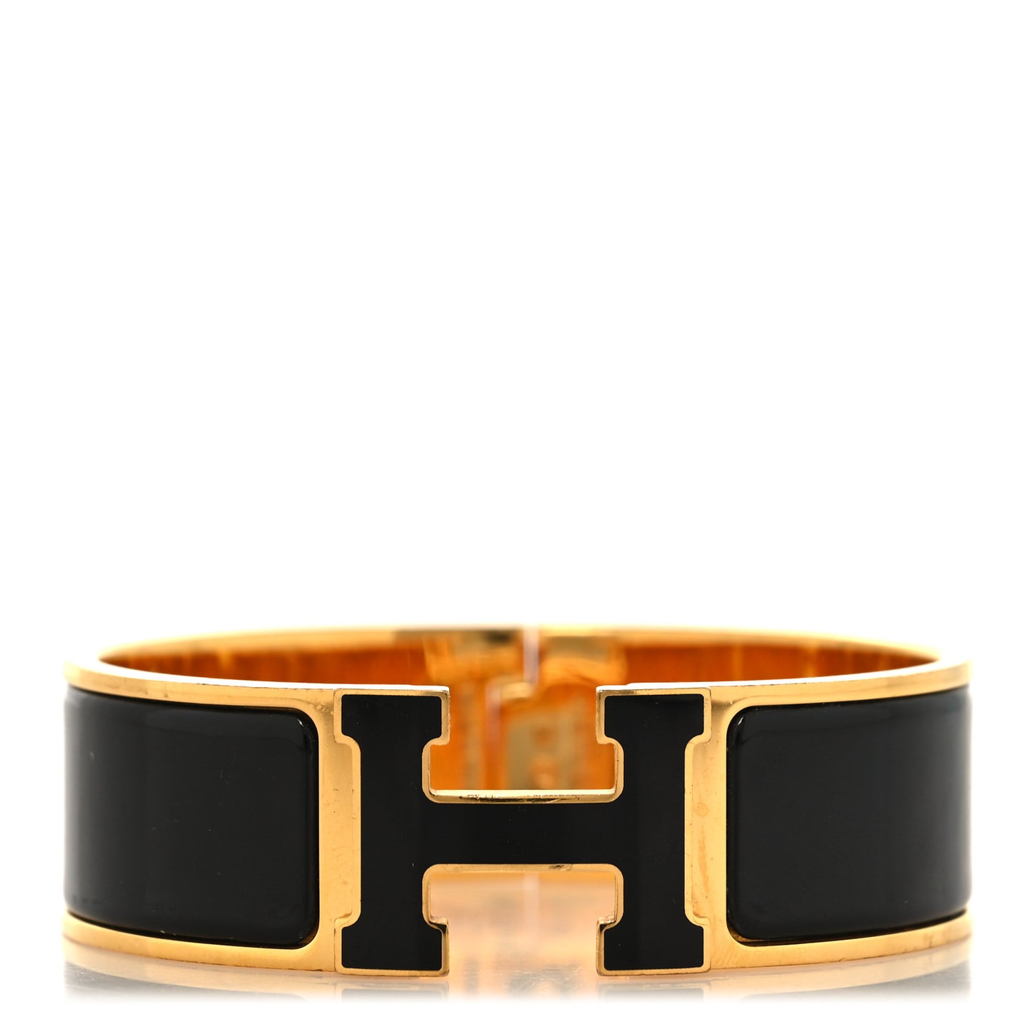 Enamel Wide Clic Clac H Bracelet GM Black
