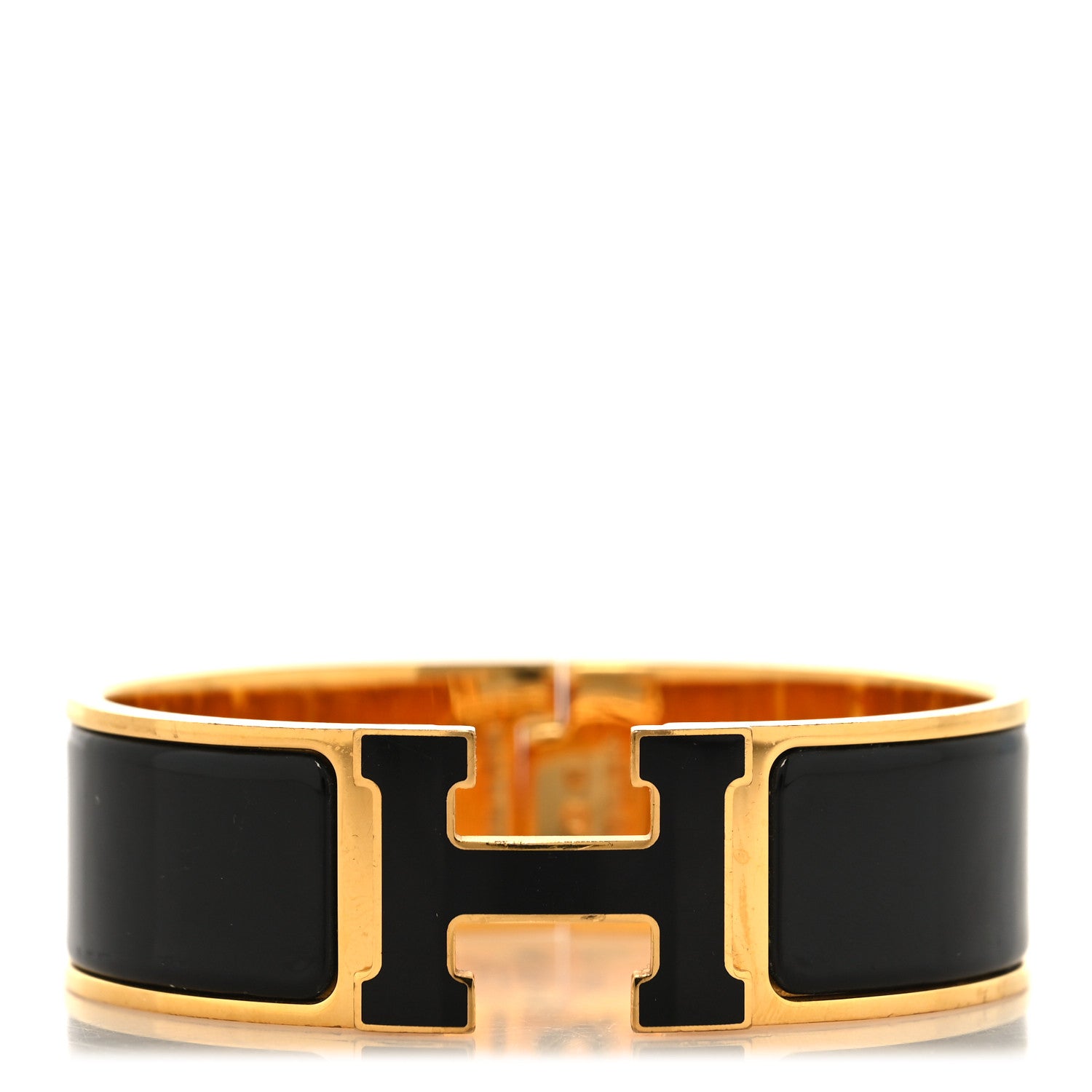 Hermes Enamel Wide Clic Clac H Bracelet GM Black 1 of 4
