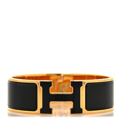 Hermes Enamel Wide Clic Clac H Bracelet GM Black 1 of 4