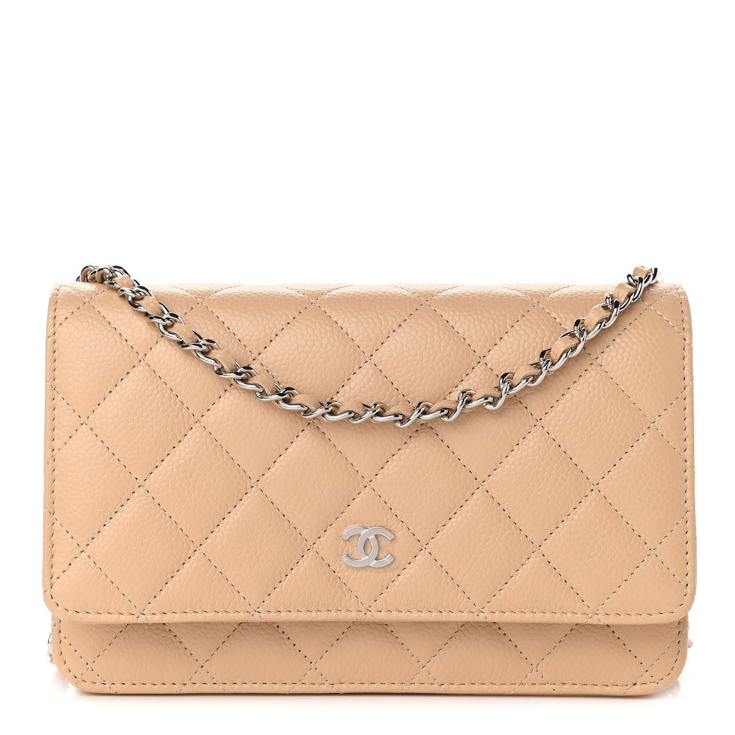 Chanel Caviar Quilted Wallet On Chain WOC Beige 1 of 12