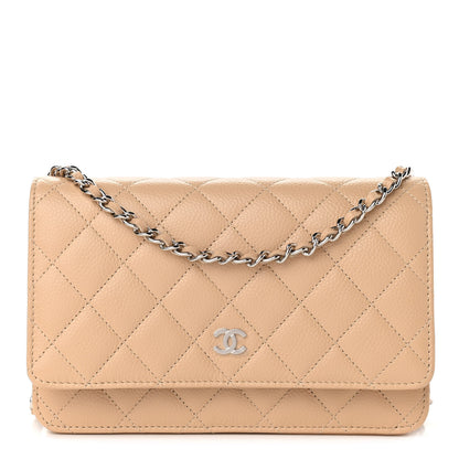 Chanel Caviar Quilted Wallet On Chain WOC Beige 1 of 12