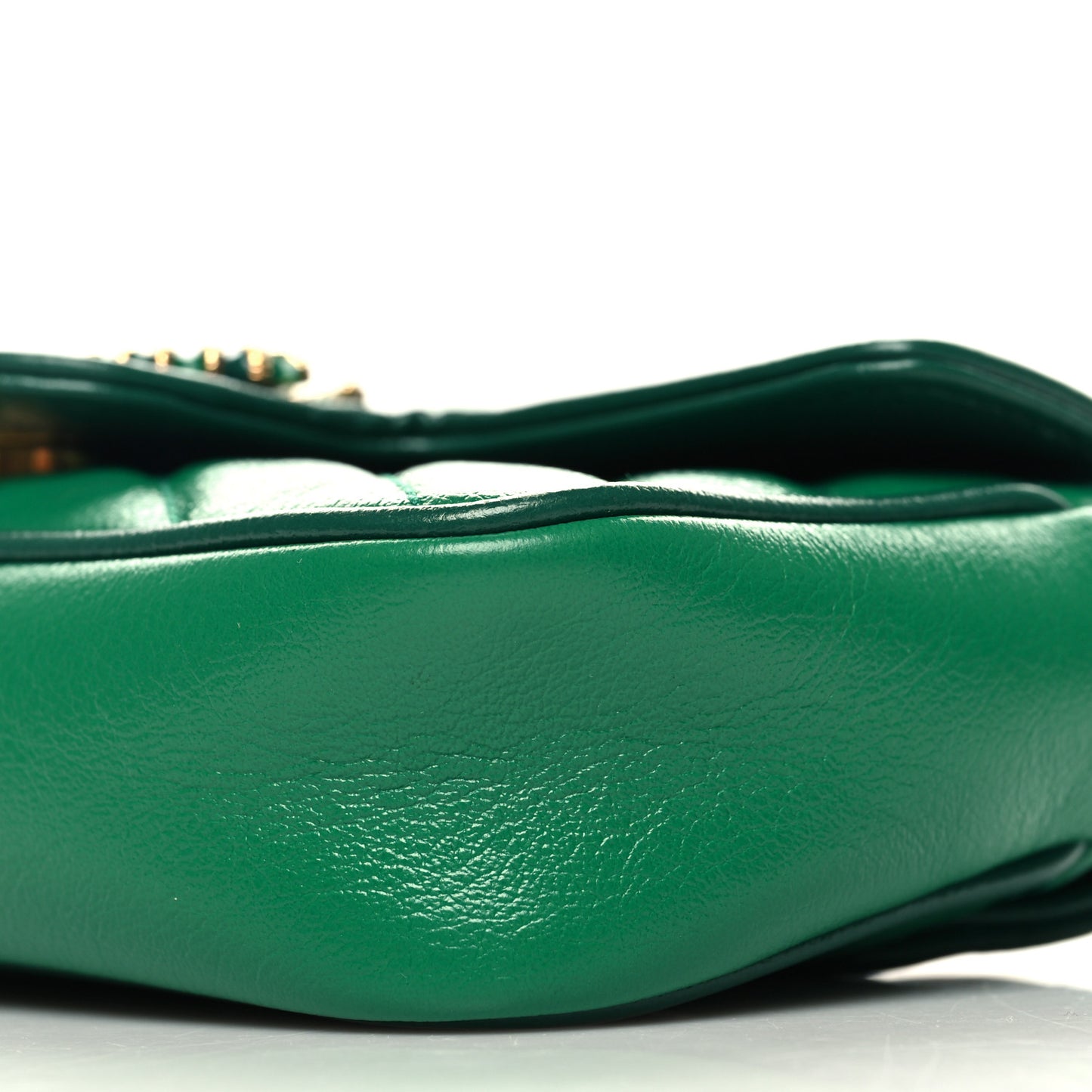 Azalea Calfskin Enamel Matelasse Diagonal Super Mini Torchon GG Marmont Shoulder Bag New Shamarock Emerald